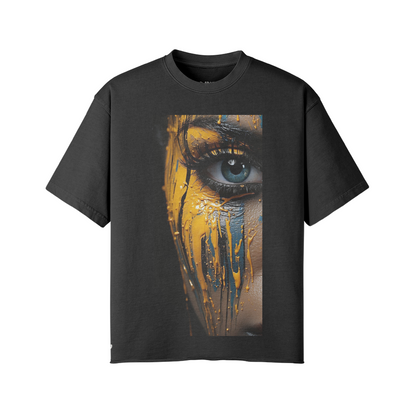 Graphic Face 260GSM Unisex Faded Raw Hem T-shirt