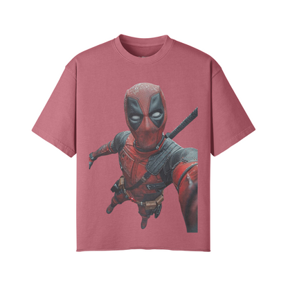 Deadpool 260GSM Unisex Faded Raw Hem T-shirt