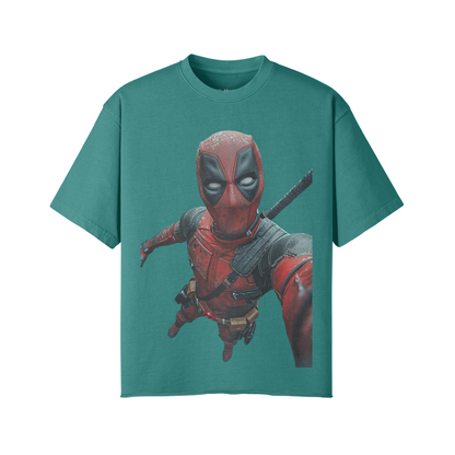 Deadpool 260GSM Unisex Faded Raw Hem T-shirt