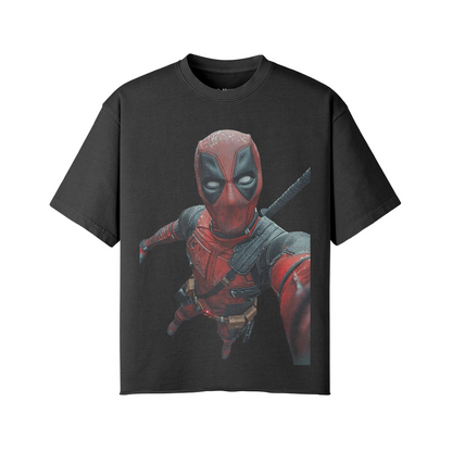 Deadpool 260GSM Unisex Faded Raw Hem T-shirt